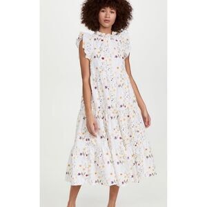 En Saison floral eyelet detail layered Midi Sundress